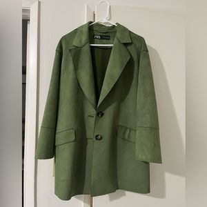 Long Suede Green Zara Coat